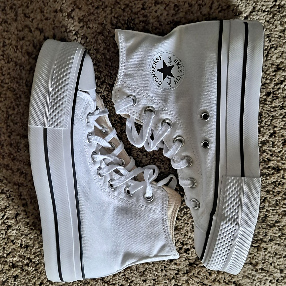 CTAS Women's White Converse Lift Platform High Tops Size 7.5 - Picture 4 of 8